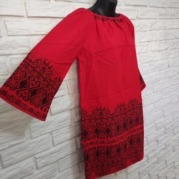 EL GRECO Red Embroidered Dress Size 1 NWOT - Picture 3 of 11